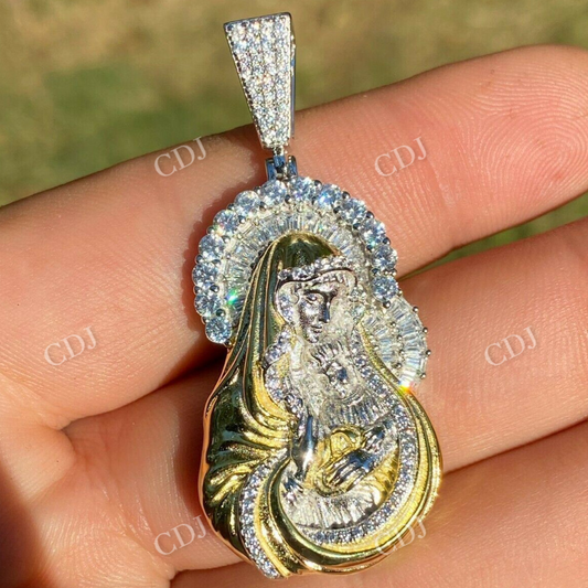 Virgin Mary Hip Hop Two Tone Pendant  customdiamjewel   