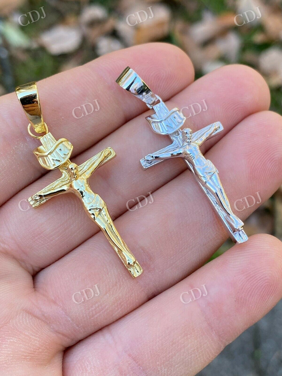 14K Gold Plain Cross Jesus Crucifix Pendant  customdiamjewel   