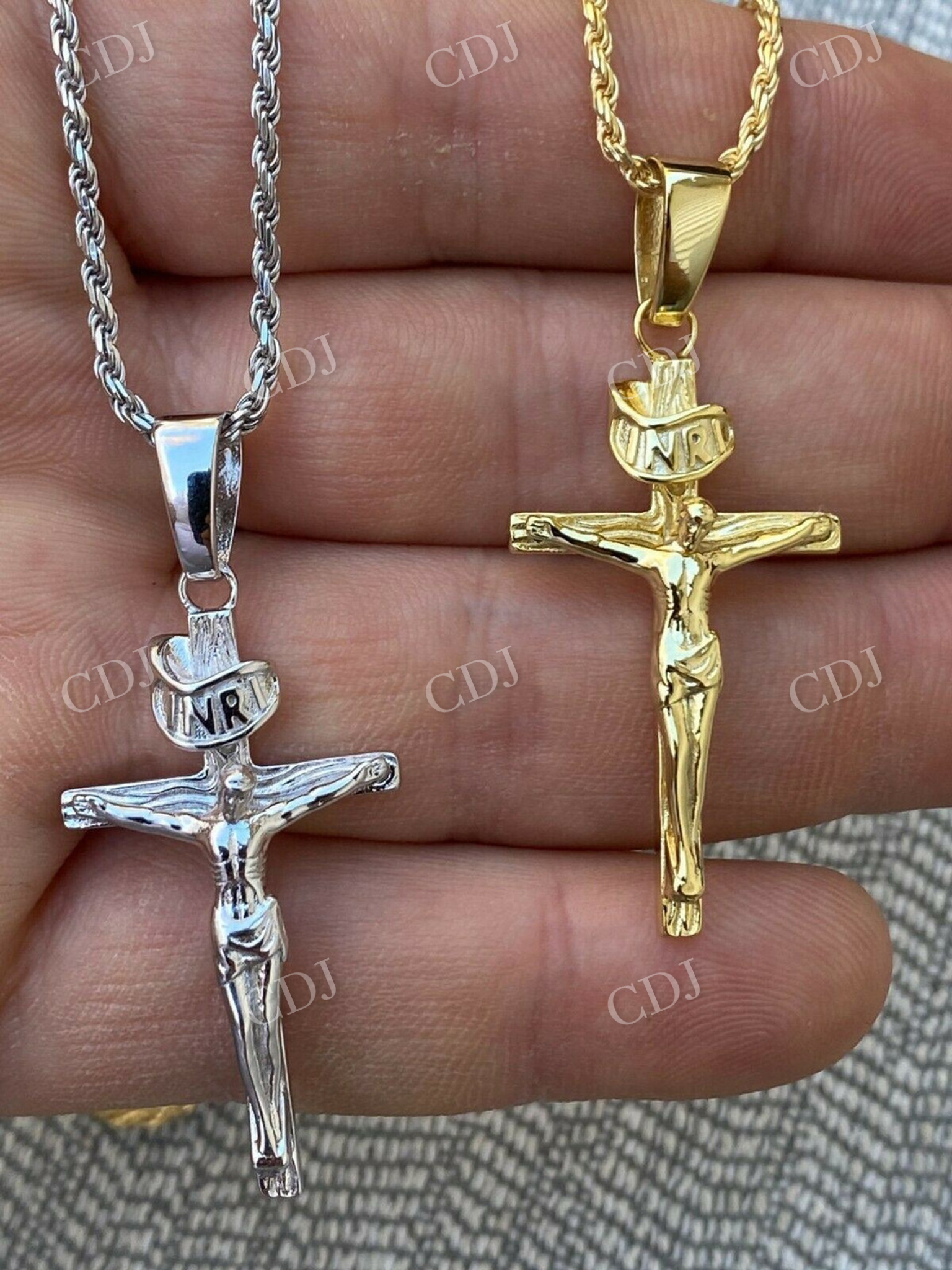 14K Gold Plain Cross Jesus Crucifix Pendant  customdiamjewel   