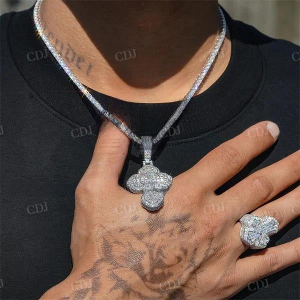 Stylish Fashion Design Iced Out Baguette Diamonds Cross Pendant  customdiamjewel   