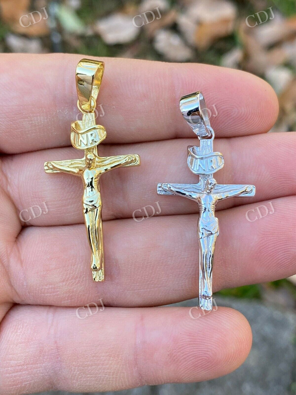 14K Gold Plain Cross Jesus Crucifix Pendant  customdiamjewel   