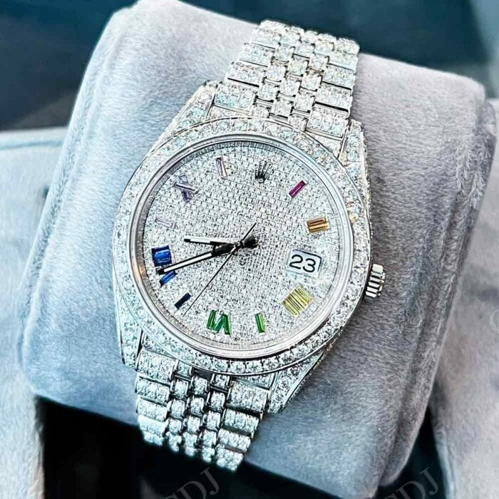 Rainbow Numeral Dial Rolex Diamond Watch  customdiamjewel   