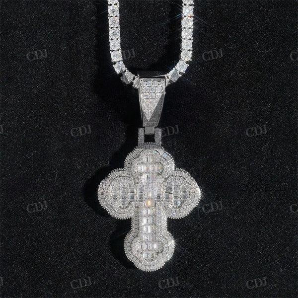 Stylish Fashion Design Iced Out Baguette Diamonds Cross Pendant  customdiamjewel   