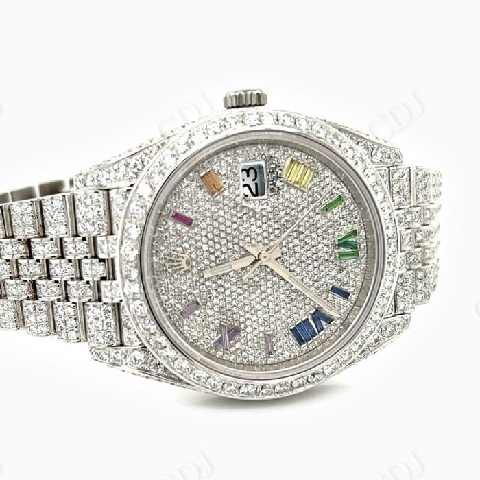 Rainbow Numeral Dial Rolex Diamond Watch  customdiamjewel   