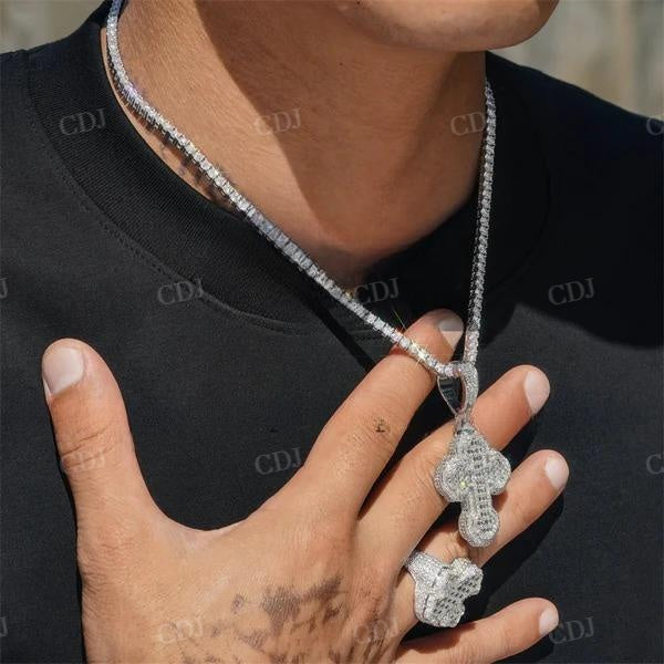 Stylish Fashion Design Iced Out Baguette Diamonds Cross Pendant  customdiamjewel   