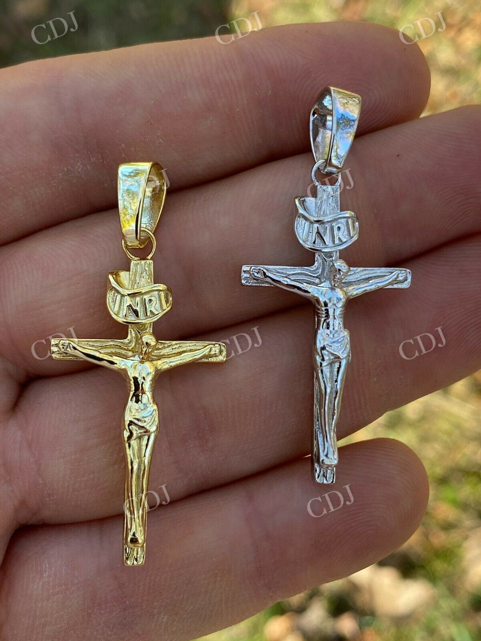 14K Gold Plain Cross Jesus Crucifix Pendant  customdiamjewel   