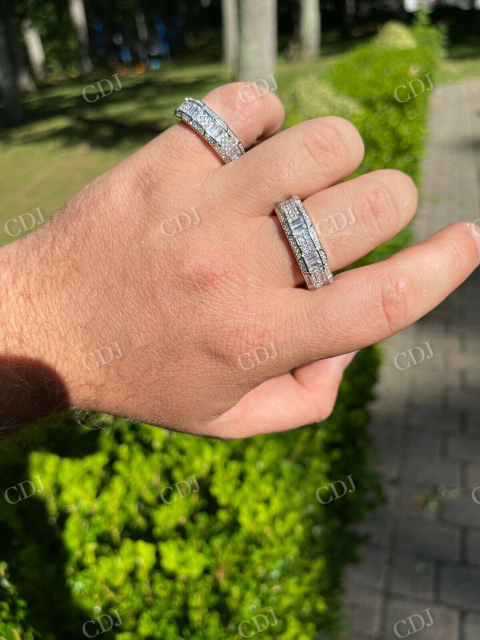 Iced Baguette Diamond Wedding Band For Men  customdiamjewel   