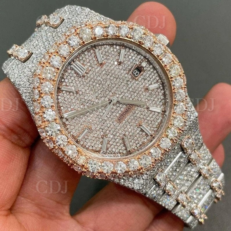 2023 Luxury Customized Automatics Analog Watch Certified VVS Moissanite Diamond Swiss Movement Iced Out Hip Hop Watch For Men's  customdiamjewel   