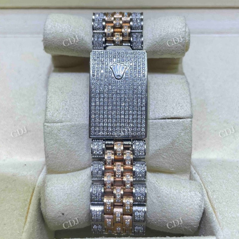 Rolex Jubilee Two Tone Rainbow Digit Moissanite Watch  customdiamjewel   