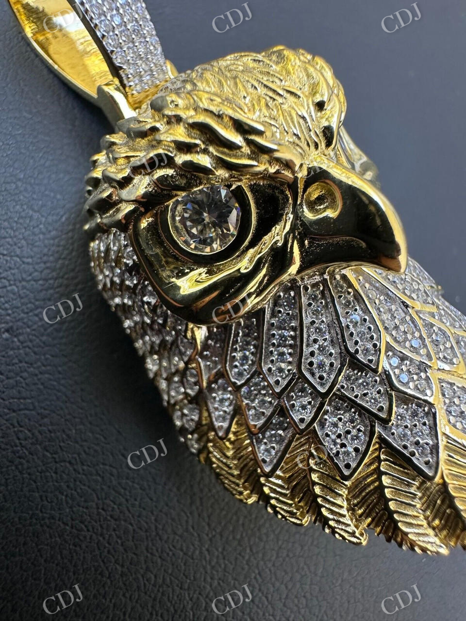 Round Diamond Solid Gold Eagle Pendant  customdiamjewel   