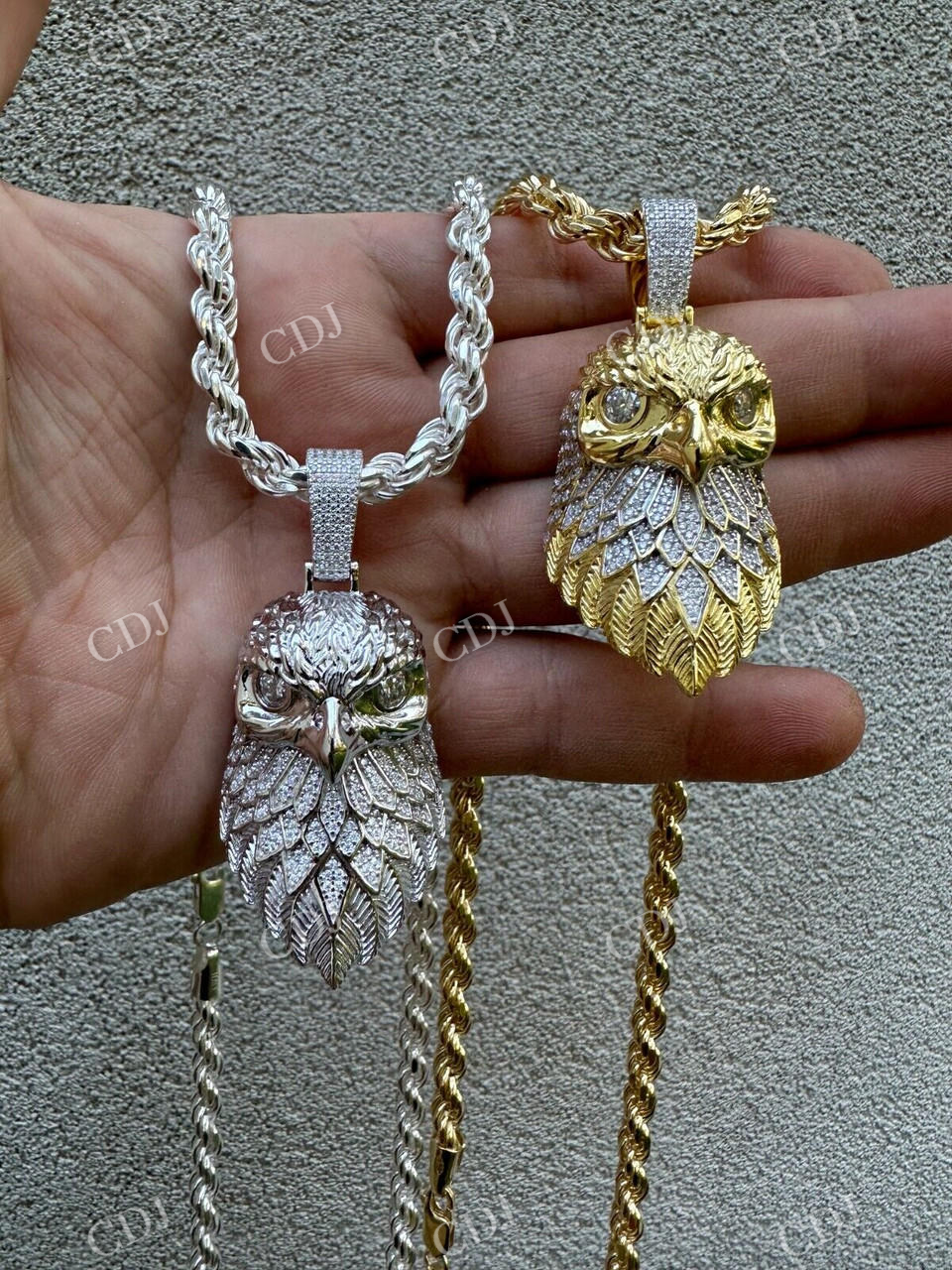 Round Diamond Solid Gold Eagle Pendant  customdiamjewel   