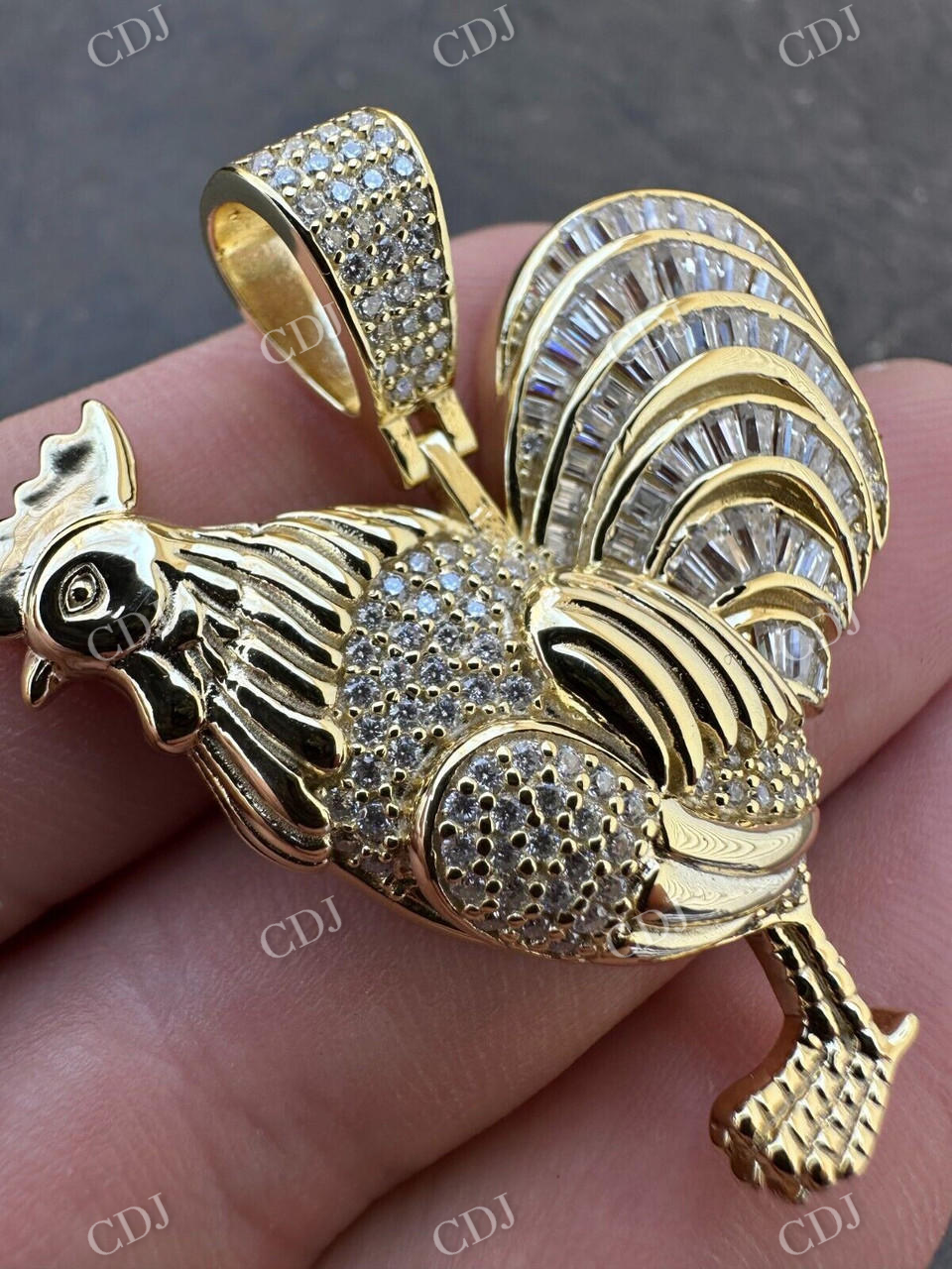 Rooster Gallo Solid Gold Hip Hop Pendant  customdiamjewel   