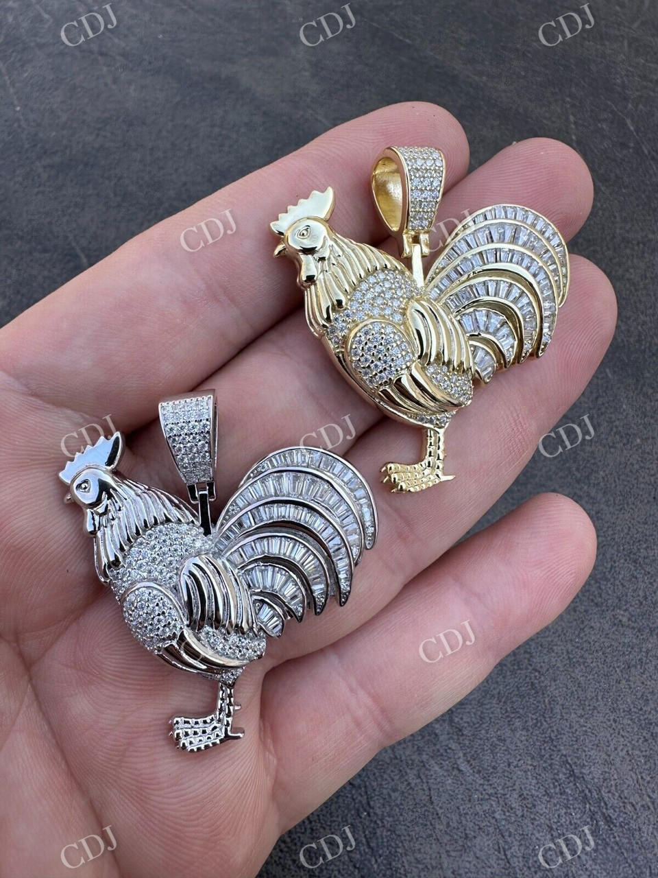 Rooster Gallo Solid Gold Hip Hop Pendant  customdiamjewel   