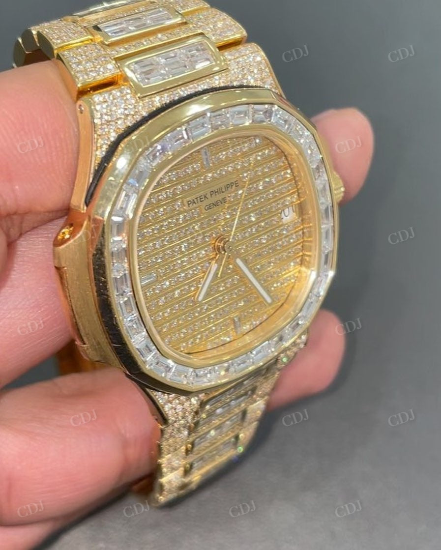 Patek Philippe Iced Out Stainless Steel Custom Watch  customdiamjewel   