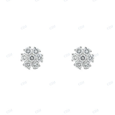 Round Shape Moissanite Diamond Gold Plated Daily Wear Earrings hip hop jewelry CustomDiamJewel