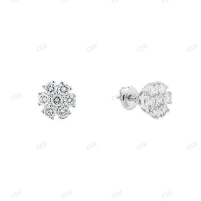 Round Shape Moissanite Diamond Gold Plated Daily Wear Earrings hip hop jewelry CustomDiamJewel