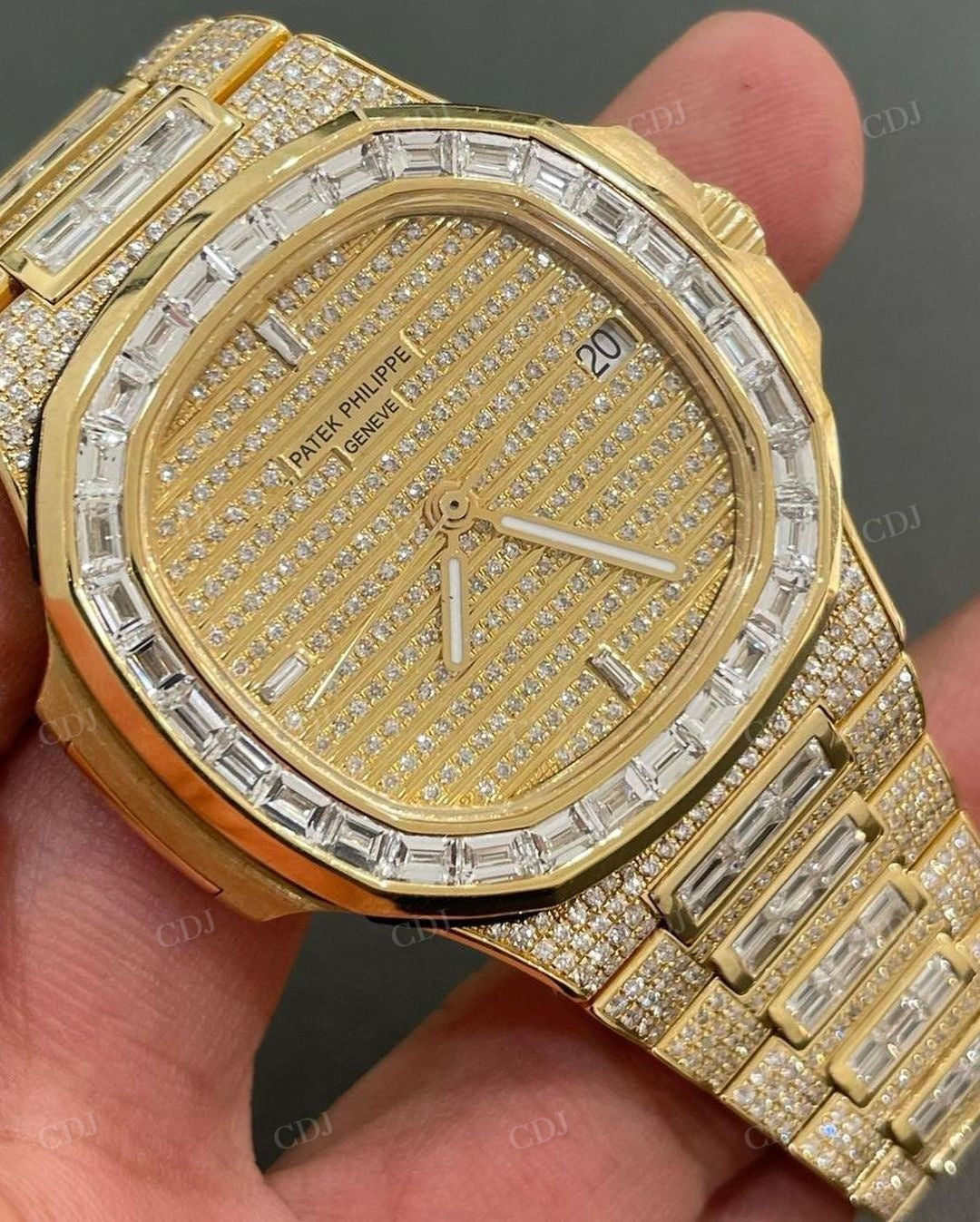 Patek Philippe Iced Out Stainless Steel Custom Watch  customdiamjewel   