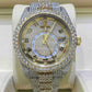 Two Tone Rolex Sky Dweller Moissanite Watch  customdiamjewel   