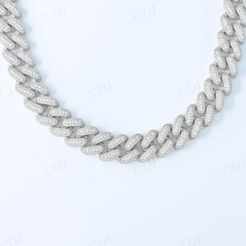 Sterling Silver White Gold Men's Cuban Link Chain  customdiamjewel   