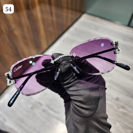 GRA Certified VVS Moissanite Purple Lens Sunglasses