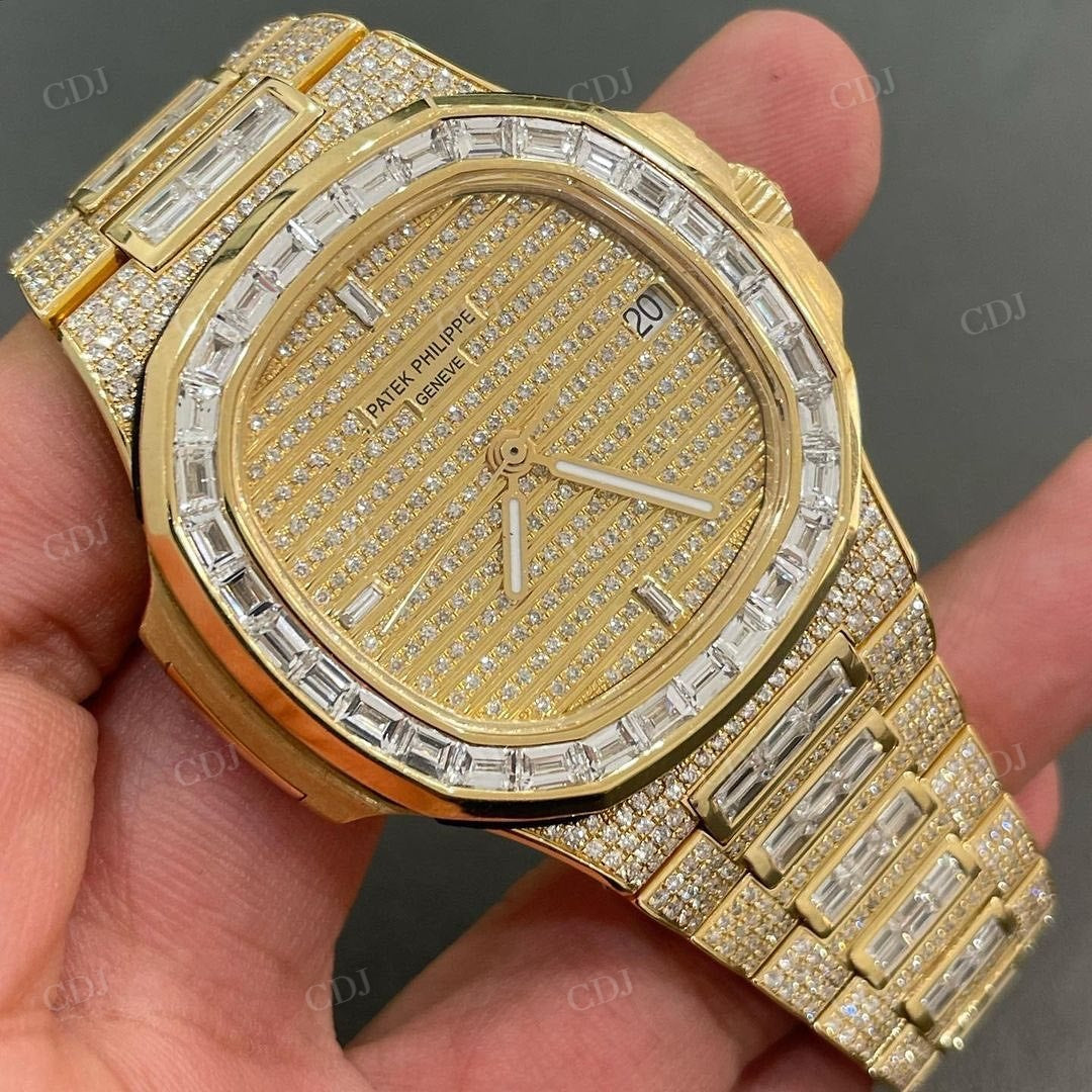 Patek Philippe Iced Out Stainless Steel Custom Watch  customdiamjewel   