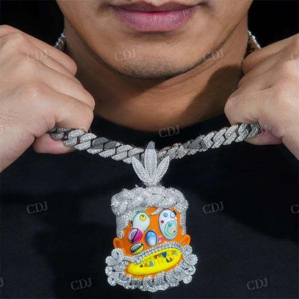 Iced Out Diamond Travis Scott Anime Funny Ghost Enamel Pendant  customdiamjewel   