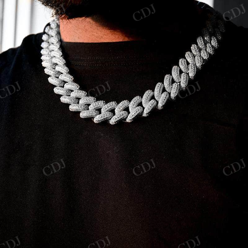 Sterling Silver White Gold Men's Cuban Link Chain  customdiamjewel   