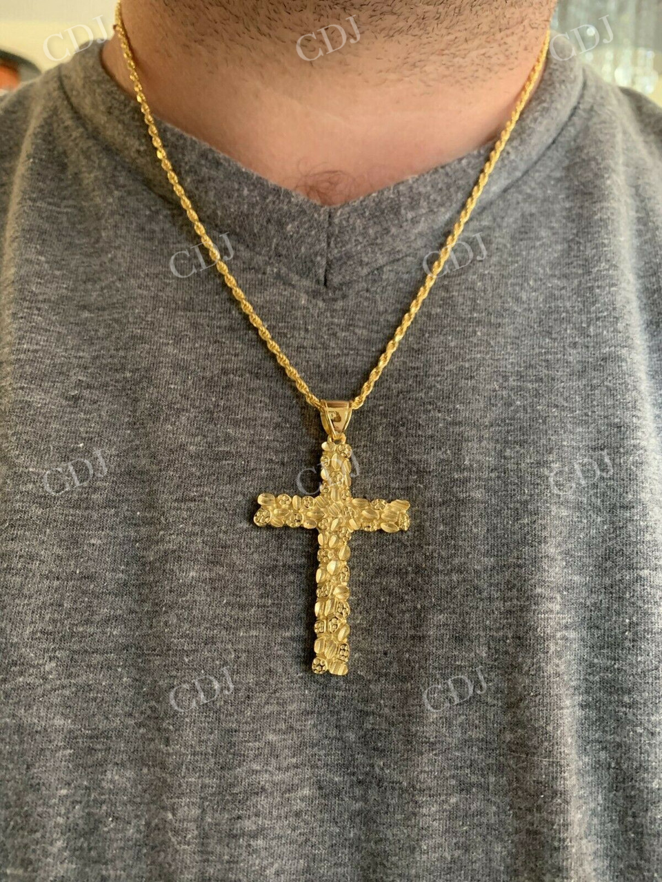 14k Gold Cross Pendant For Men  customdiamjewel   