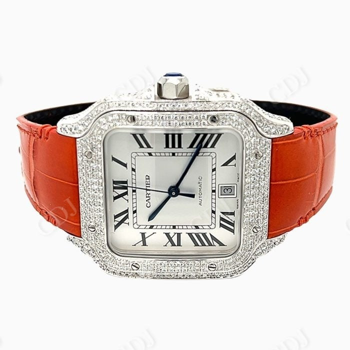 Cartier Santos Custom Diamond Watch  customdiamjewel   