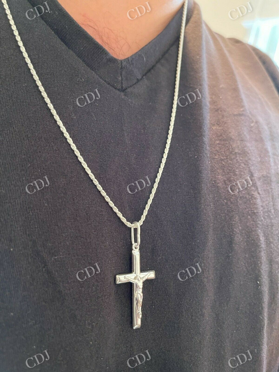 925 Sterling Silver Cross Jesus Pendant  customdiamjewel   