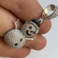 Black And Colorless Round Stone Snowman Pendant  customdiamjewel   