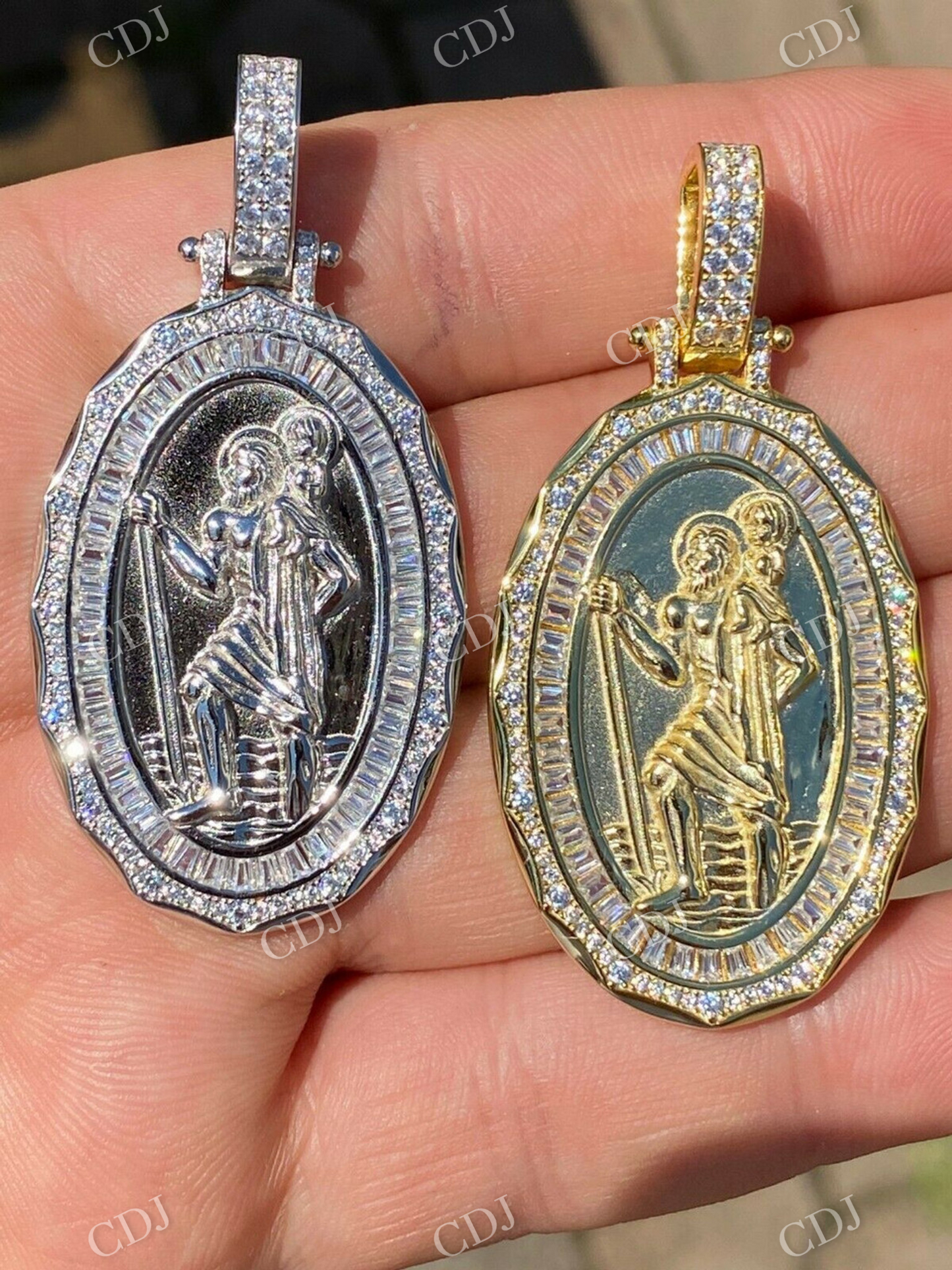 Baguette Diamond St Christopher Pendant  customdiamjewel   