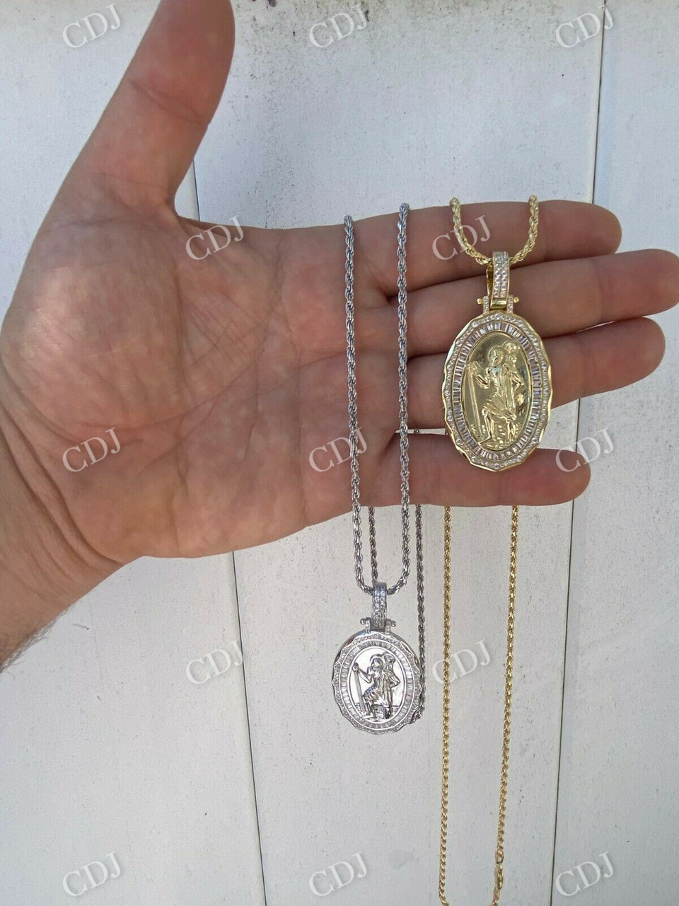 Baguette Diamond St Christopher Pendant  customdiamjewel   