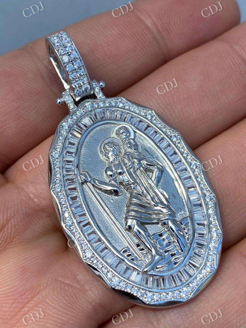 Baguette Diamond St Christopher Pendant  customdiamjewel   