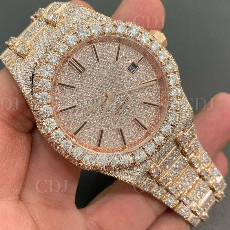 Luxury 100% Moissanite Custom Diamond tester Pass Iced Out Watch Luxury Hip Hop Watch Mens At Factory Price Gold Plated jewelry  customdiamjewel   