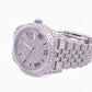 Pink Baguette Numbers Fully Iced Out Rolex Jubilee Watch customdiamjewel