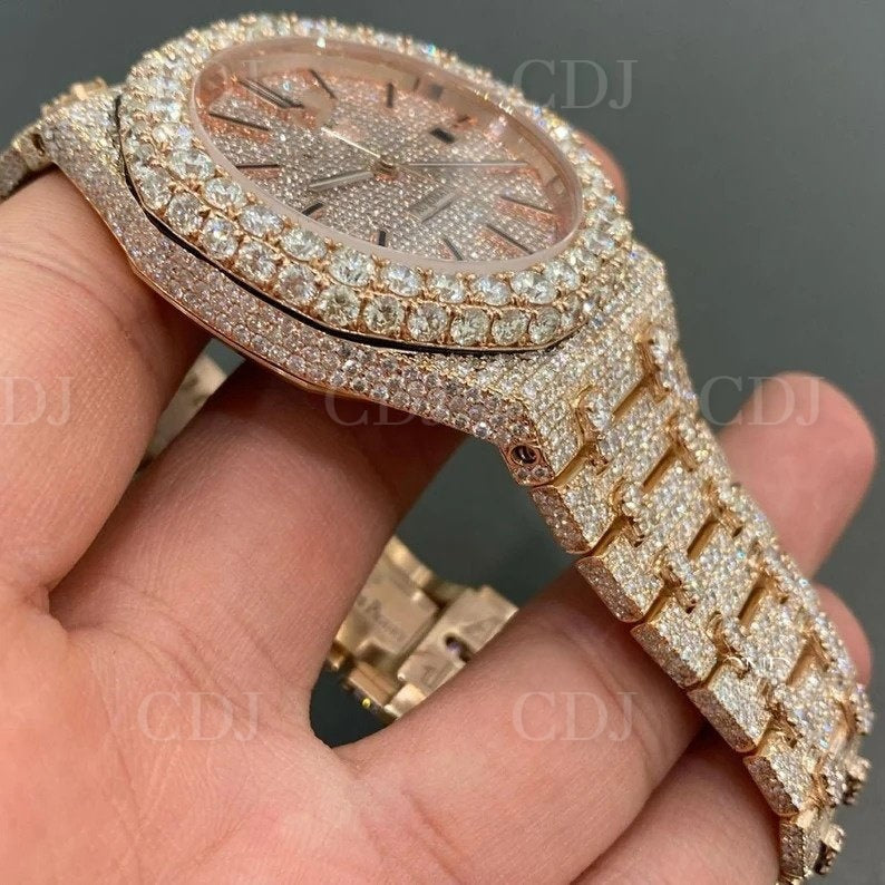 Luxury 100% Moissanite Custom Diamond tester Pass Iced Out Watch Luxury Hip Hop Watch Mens At Factory Price Gold Plated jewelry  customdiamjewel   