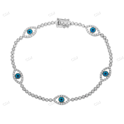 14K Yellow Gold CVD Diamond Evil Eye Bracelet hip hop jewelry CustomDiamJewel