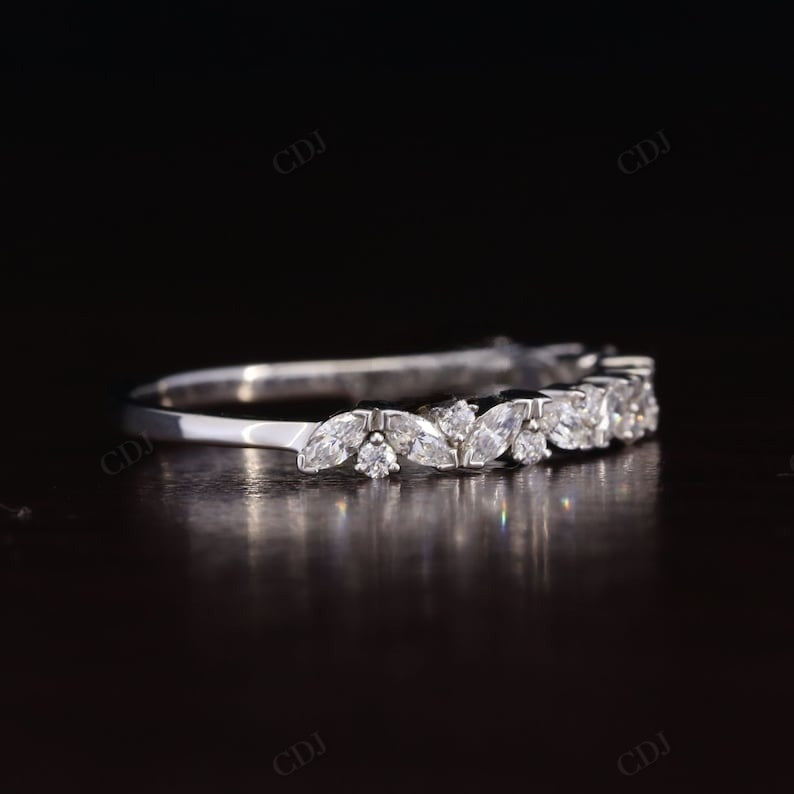 1.00CTW Marquise Round Lab Grown Diamond Half Eternity Wedding Band  customdiamjewel   