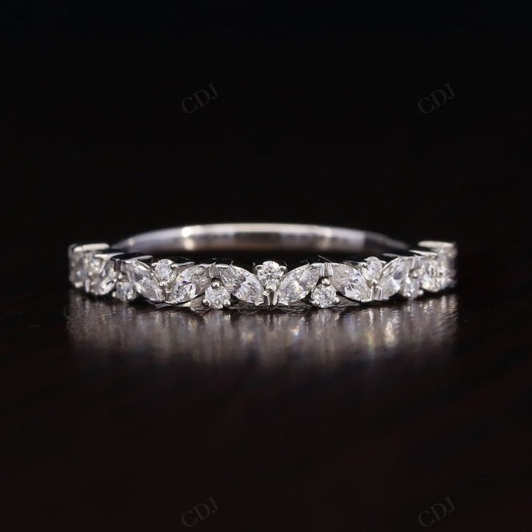 1.00CTW Marquise Round Lab Grown Diamond Half Eternity Wedding Band  customdiamjewel 10KT White Gold VVS-EF