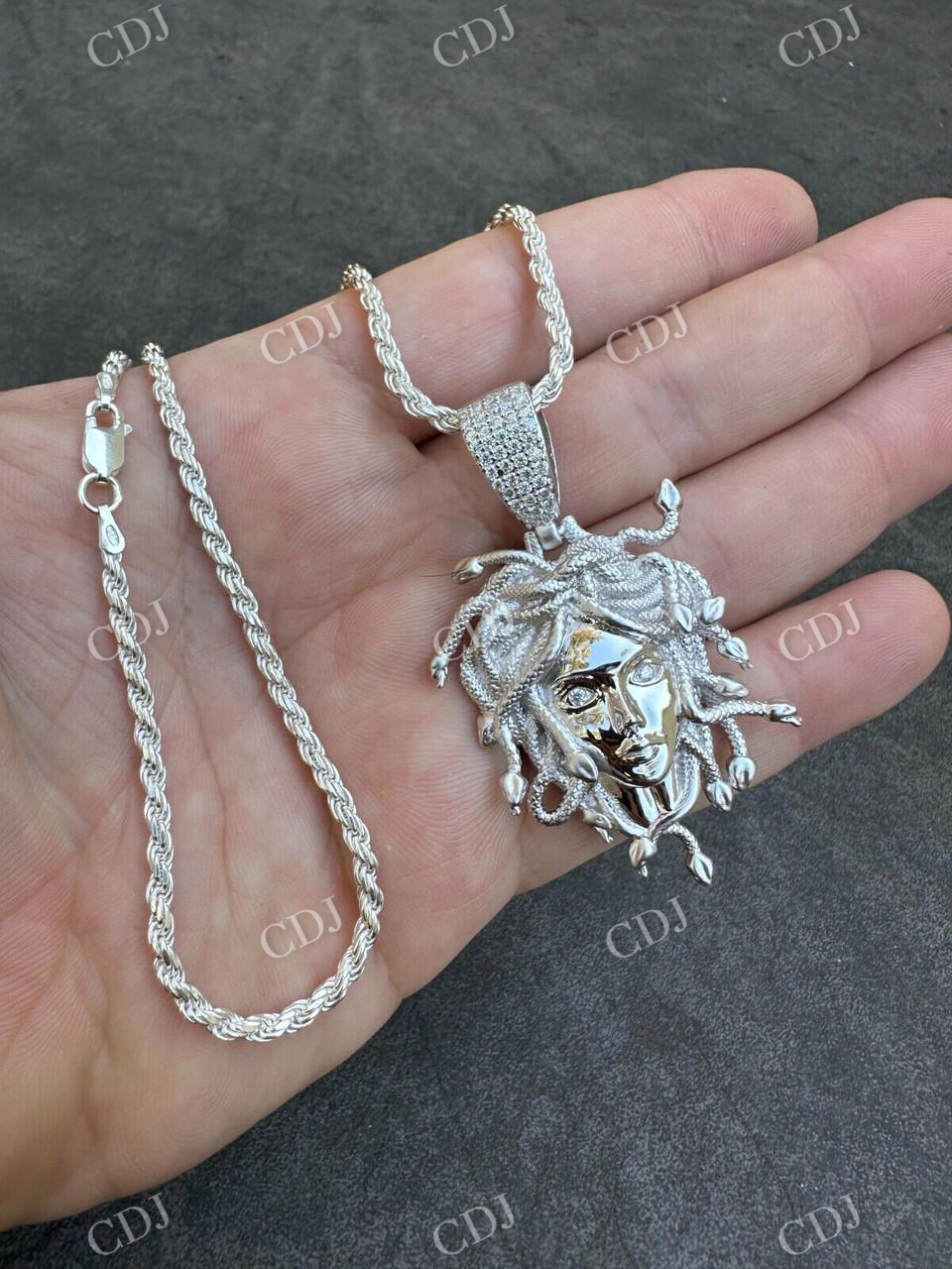 925 Sterling Silver Medusa Head Pendant  customdiamjewel   