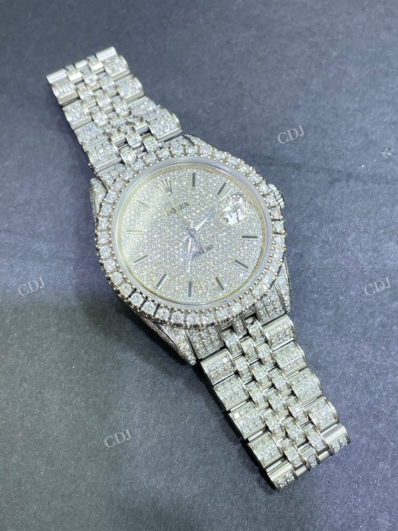 36 mm Rolex Jubilee Full White Moissanite Watch  customdiamjewel   