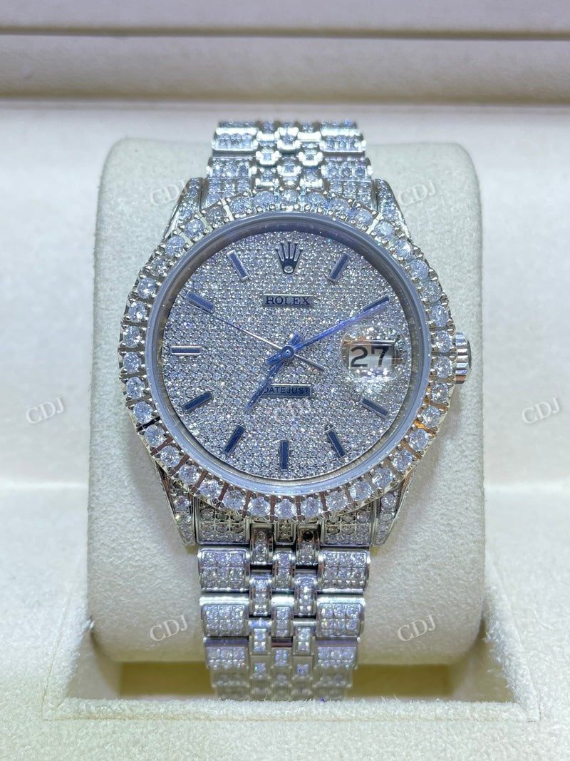 36 mm Rolex Jubilee Full White Moissanite Watch  customdiamjewel   