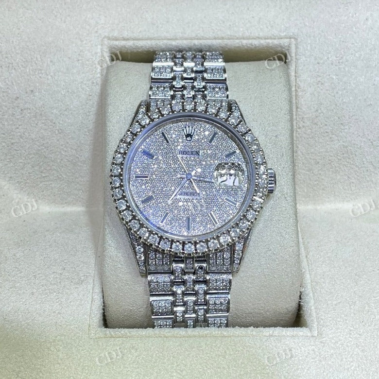 36 mm Rolex Jubilee Full White Moissanite Watch  customdiamjewel   