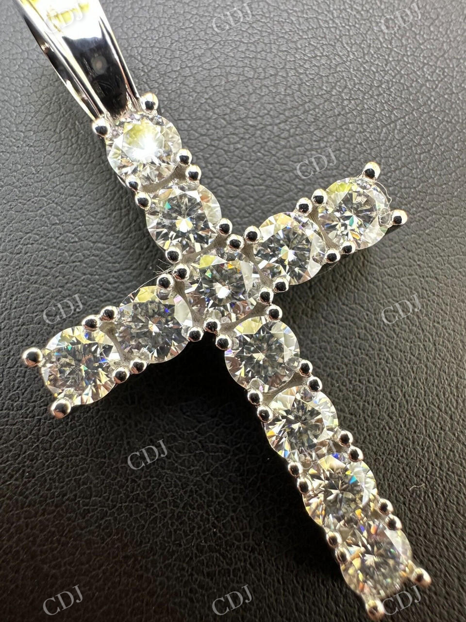 925 Sterling Silver Iced Tennis Cross Pendant  customdiamjewel   