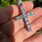 925 Sterling Silver Iced Tennis Cross Pendant  customdiamjewel   