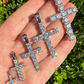 925 Sterling Silver Iced Tennis Cross Pendant  customdiamjewel   