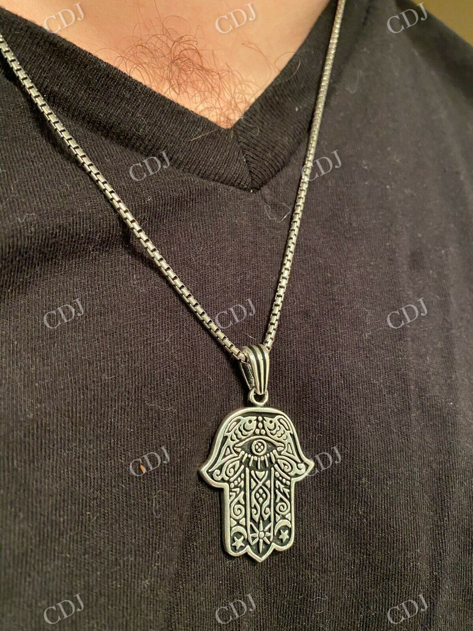 14k Gold Hamsa Hand Of Fatima Pendant  customdiamjewel   