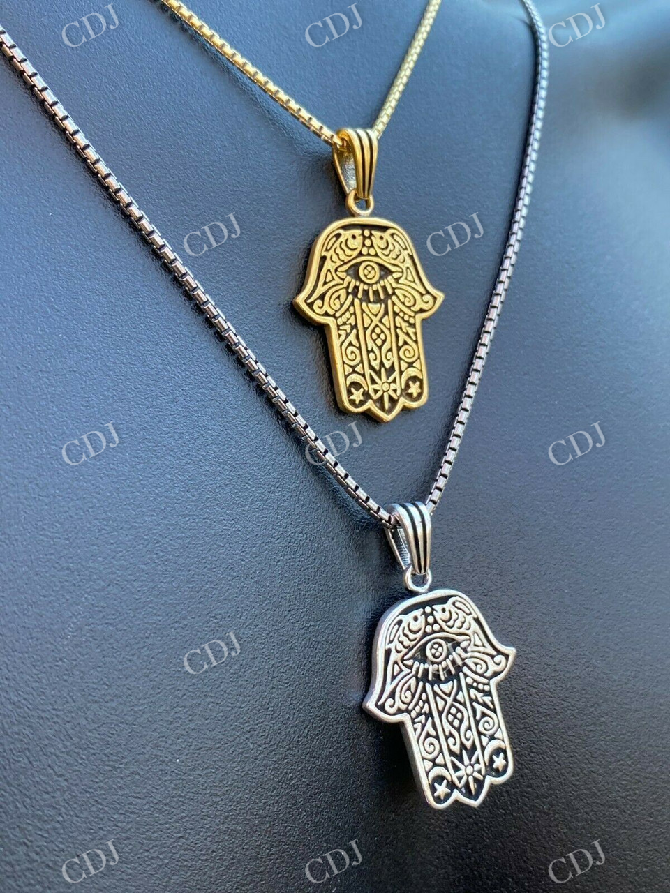 14k Gold Hamsa Hand Of Fatima Pendant  customdiamjewel   