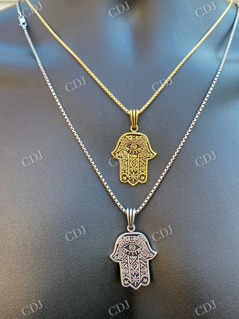 14k Gold Hamsa Hand Of Fatima Pendant  customdiamjewel   